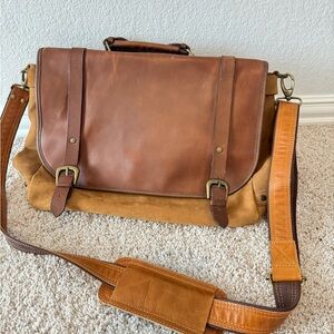 Vintage Marlboro Genuine Leather Messenger Bag Briefcase Saddle Bag Satchel